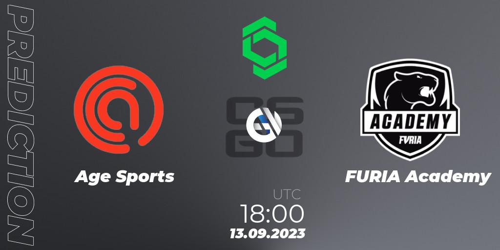 Age Sports vs FURIA Academy: Betting TIp, Match Prediction. 13.09.2023 at 18:45. Counter-Strike (CS2), CCT South America Series #11