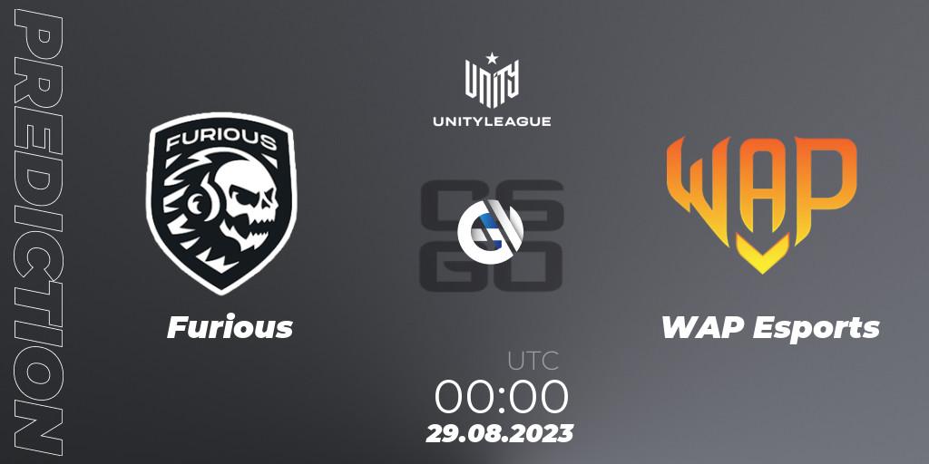 Furious vs WAP Esports: Betting TIp, Match Prediction. 29.08.2023 at 01:00. Counter-Strike (CS2), LVP Unity League Argentina 2023