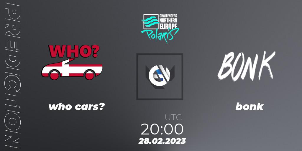 who cars? vs bonk: Betting TIp, Match Prediction. 28.02.23. VALORANT, VALORANT Challengers 2023 Northern Europe: Polaris Split 1