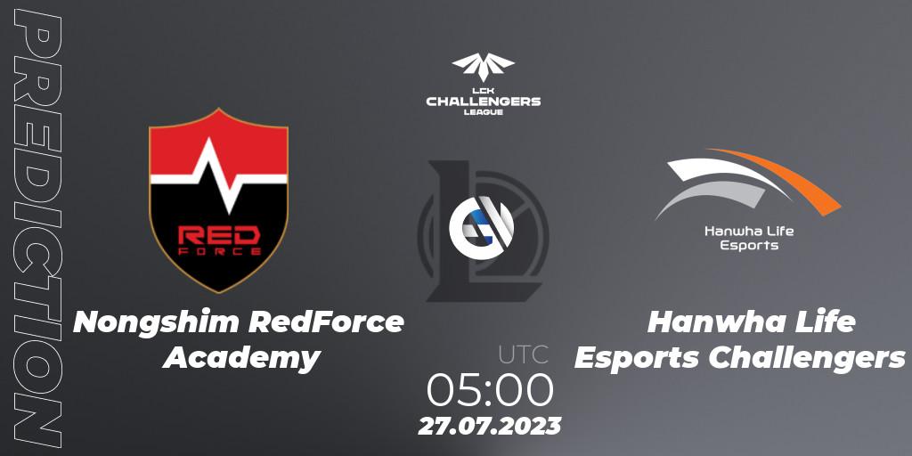 Nongshim RedForce Academy vs Hanwha Life Esports Challengers: Betting TIp, Match Prediction. 27.07.2023 at 05:00. LoL, LCK Challengers League 2023 Summer - Group Stage