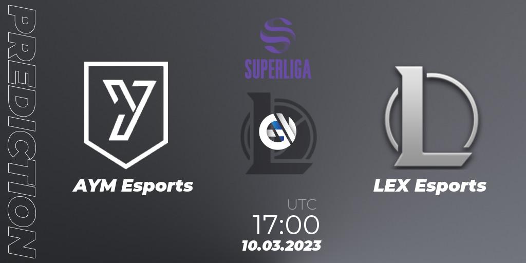 AYM Esports vs LEX Esports: Betting TIp, Match Prediction. 10.03.2023 at 17:00. LoL, LVP Superliga 2nd Division Spring 2023 - Group Stage