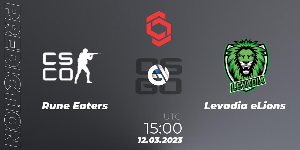 Rune Eaters vs Levadia eLions: Betting TIp, Match Prediction. 12.03.2023 at 15:50. Counter-Strike (CS2), CCT Central Europe Series 5 Closed Qualifier