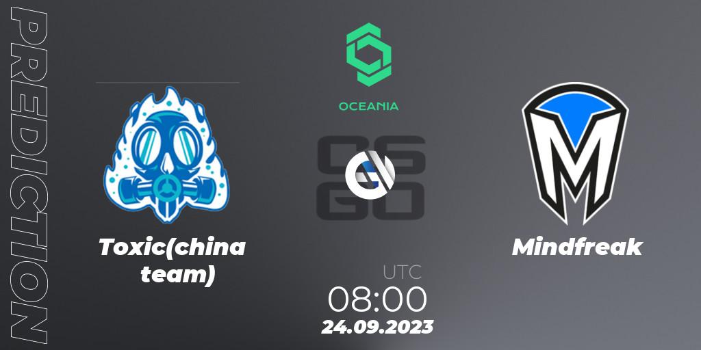 Toxic(china team) vs Mindfreak: Betting TIp, Match Prediction. 24.09.23. CS2 (CS:GO), CCT Oceania Series #2