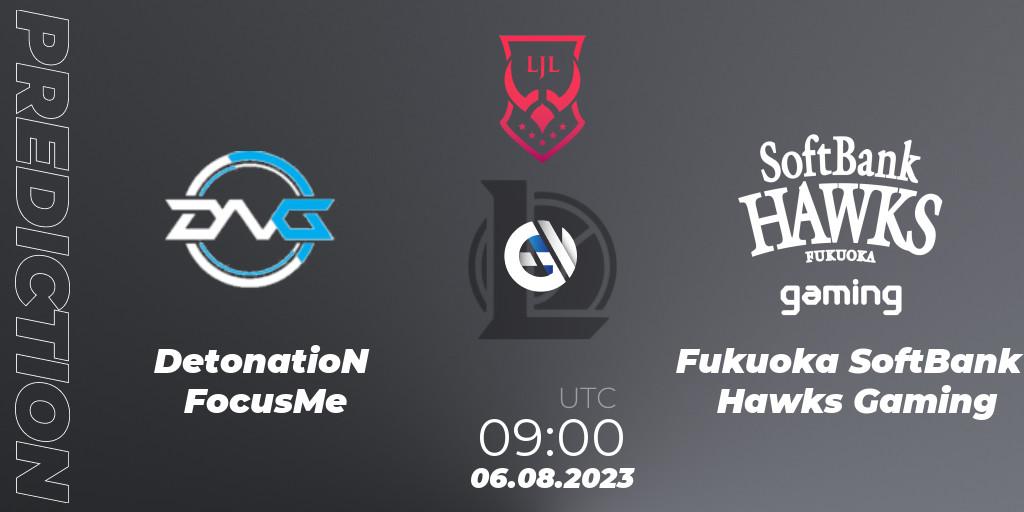 DetonatioN FocusMe vs Fukuoka SoftBank Hawks Gaming: Betting TIp, Match Prediction. 06.08.23. LoL, LJL Summer 2023