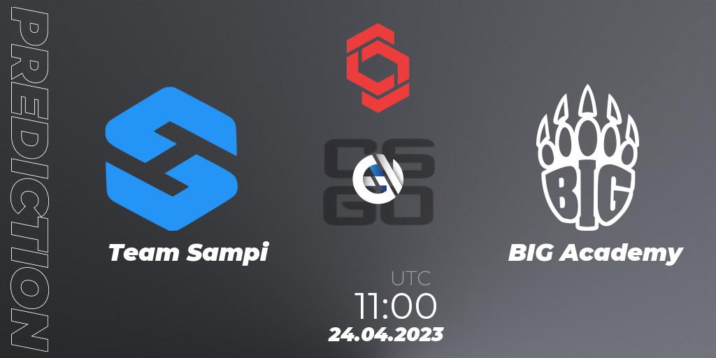 Team Sampi vs BIG Academy: Betting TIp, Match Prediction. 24.04.2023 at 11:00. Counter-Strike (CS2), CCT Central Europe Series #6