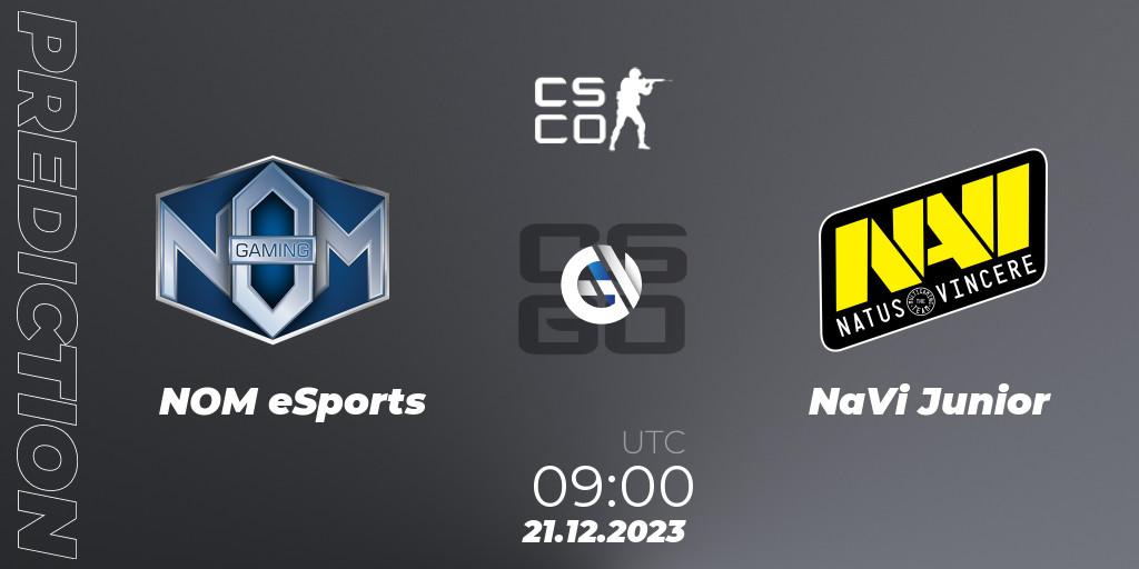 NOM eSports vs NaVi Junior: Betting TIp, Match Prediction. 21.12.2023 at 09:00. Counter-Strike (CS2), European Pro League Season 13: Division 2