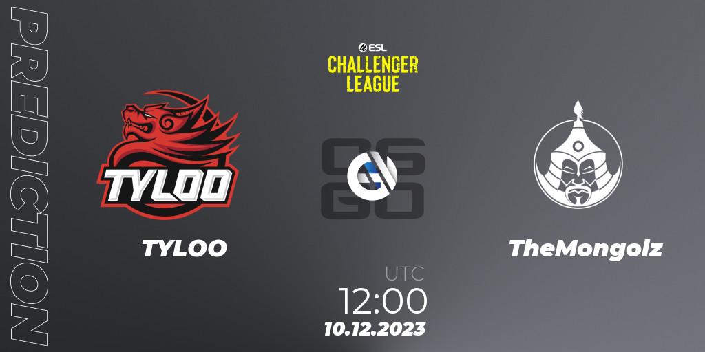 TYLOO vs TheMongolz: Betting TIp, Match Prediction. 10.12.2023 at 12:00. Counter-Strike (CS2), ESL Challenger League Season 46: Asia-Pacific