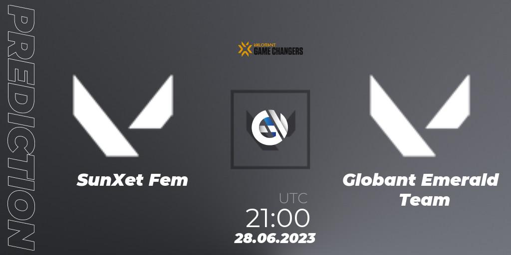 SunXet Fem vs Globant Emerald Team: Betting TIp, Match Prediction. 28.06.2023 at 21:00. VALORANT, VCT 2023: Game Changers Latin America South