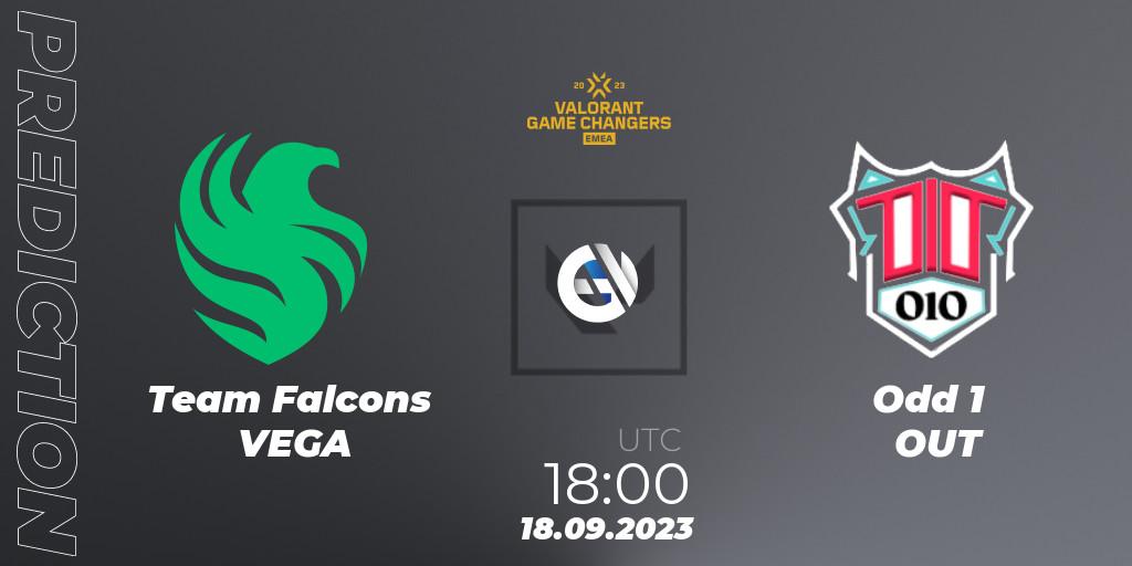 Team Falcons VEGA vs Odd 1 OUT: Betting TIp, Match Prediction. 18.09.2023 at 18:00. VALORANT, VCT 2023: Game Changers EMEA Stage 3 - Group Stage