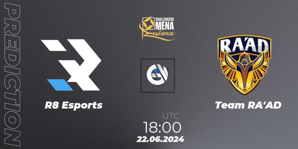 R8 Esports vs Team RA'AD: Betting TIp, Match Prediction. 22.06.2024 at 18:00. VALORANT, VALORANT Challengers 2024 MENA: Resilience Split 2 - Levant and North Africa
