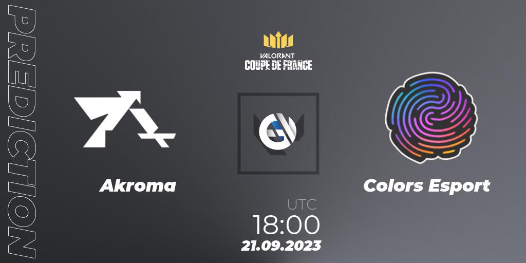 Akroma vs Colors Esport: Betting TIp, Match Prediction. 21.09.23. VALORANT, VCL France: Revolution - Coupe De France 2023
