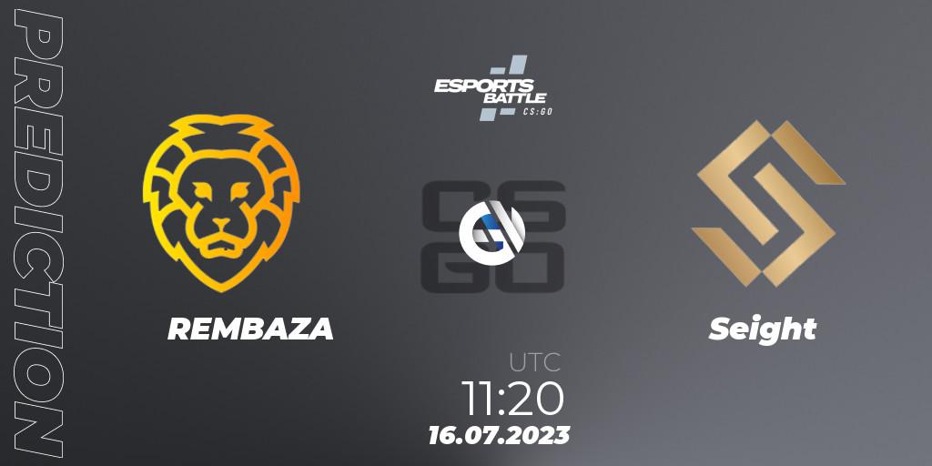 REMBAZA vs Seight: Betting TIp, Match Prediction. 16.07.2023 at 11:20. Counter-Strike (CS2), ESportsBattle Season 24