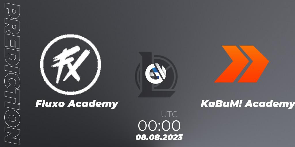 Fluxo Academy vs KaBuM! Academy: Betting TIp, Match Prediction. 08.08.2023 at 00:00. LoL, CBLOL Academy Split 2 2023 - Group Stage