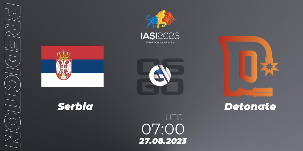Serbia vs Detonate: Betting TIp, Match Prediction. 27.08.23. CS2 (CS:GO), IESF World Esports Championship 2023