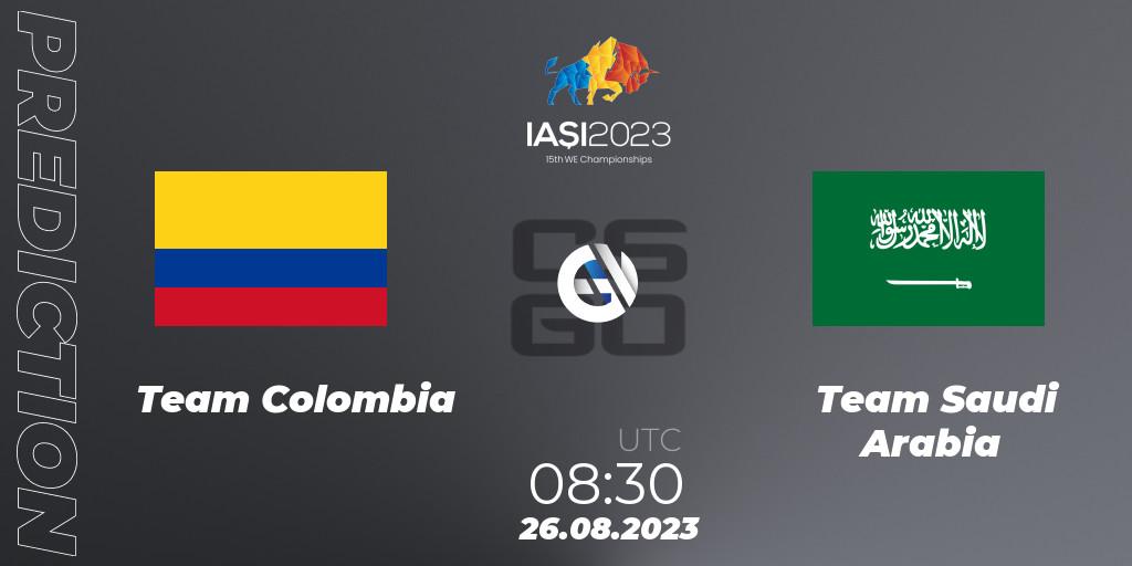 Team Colombia vs Team Saudi Arabia: Betting TIp, Match Prediction. 26.08.2023 at 12:30. Counter-Strike (CS2), IESF World Esports Championship 2023