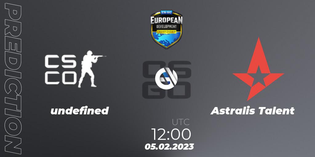 undefined vs Astralis Talent: Betting TIp, Match Prediction. 05.02.23. CS2 (CS:GO), European Development Championship 7 Closed Qualifier