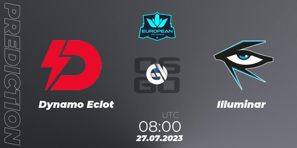 Dynamo Eclot vs Illuminar: Betting TIp, Match Prediction. 27.07.2023 at 08:00. Counter-Strike (CS2), European Pro League Season 9
