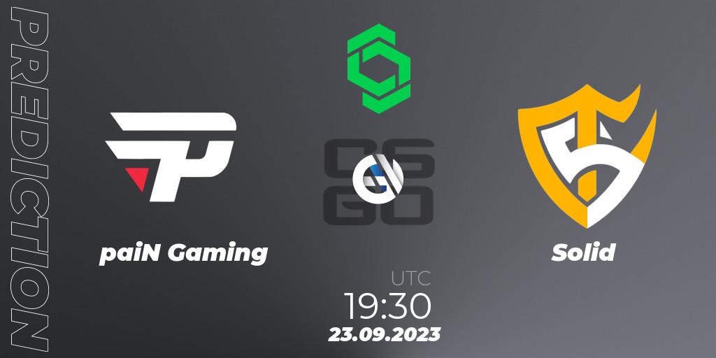 paiN Gaming vs Solid: Betting TIp, Match Prediction. 23.09.2023 at 19:30. Counter-Strike (CS2), CCT South America Series #11