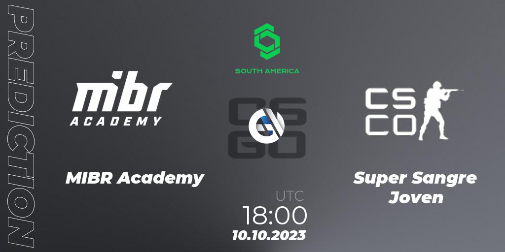 MIBR Academy vs Super Sangre Joven: Betting TIp, Match Prediction. 10.10.2023 at 18:00. Counter-Strike (CS2), CCT South America Series #12
