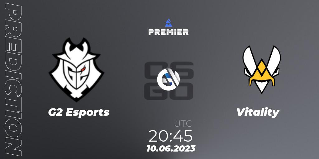 G2 Esports vs Vitality: Betting TIp, Match Prediction. 10.06.2023 at 22:00. Counter-Strike (CS2), BLAST Premier: Spring Final 2023