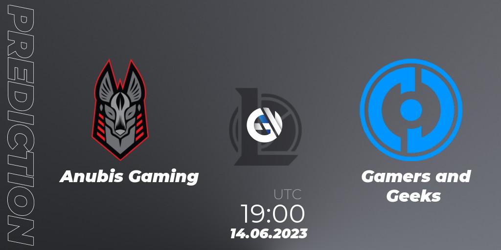 Anubis Gaming vs Gamers and Geeks: Betting TIp, Match Prediction. 14.06.2023 at 19:00. LoL, Arabian League Summer 2023 - Group Stage