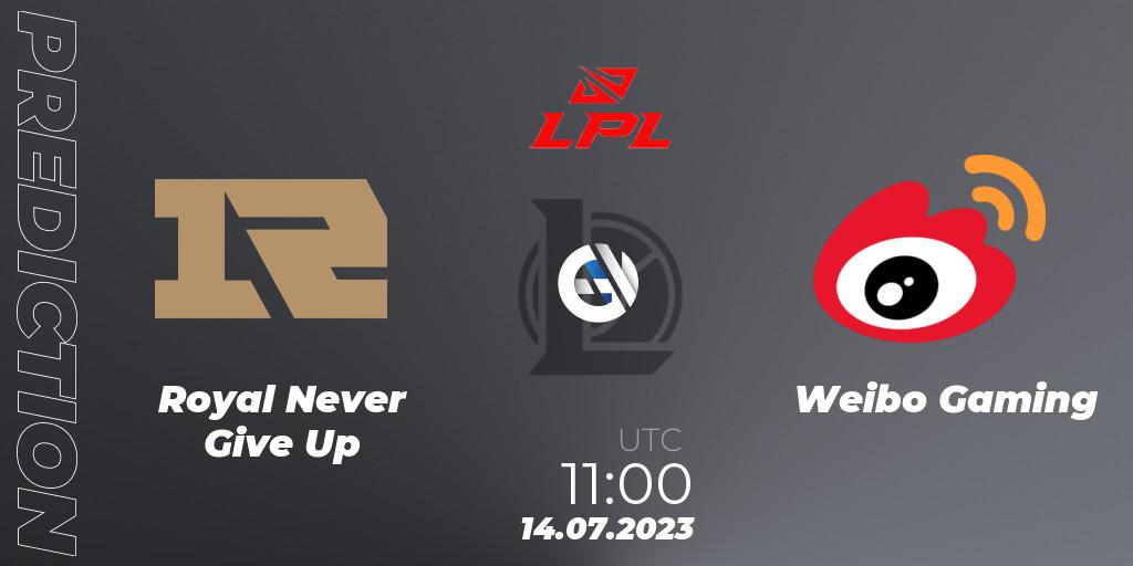 Royal Never Give Up vs Weibo Gaming: Betting TIp, Match Prediction. 14.07.23. LoL, LPL Summer 2023 Regular Season