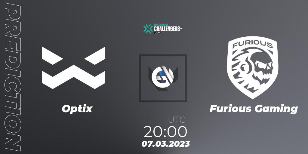 Optix vs Furious Gaming: Betting TIp, Match Prediction. 07.03.2023 at 20:00. VALORANT, VALORANT Challengers 2023: LAS Split 1