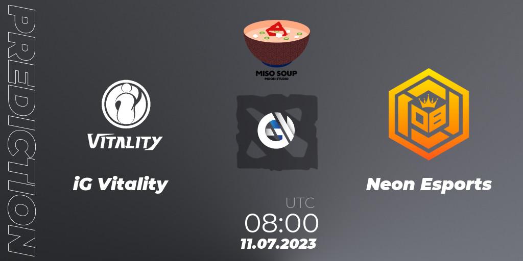 iG Vitality vs Neon Esports: Betting TIp, Match Prediction. 11.07.23. Dota 2, Moon Studio Miso Soup
