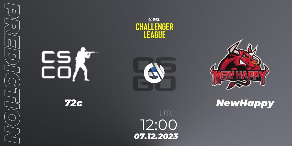 -72C vs NewHappy: Betting TIp, Match Prediction. 07.12.2023 at 12:00. Counter-Strike (CS2), ESL Challenger League Season 46: Asia-Pacific