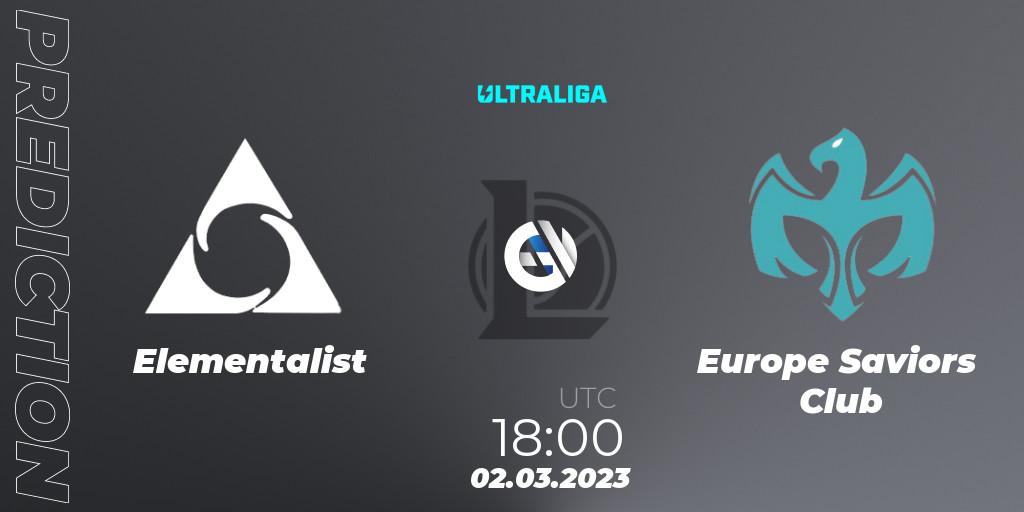 Elementalist vs Europe Saviors Club: Betting TIp, Match Prediction. 02.03.2023 at 18:00. LoL, Ultraliga 2nd Division Season 6