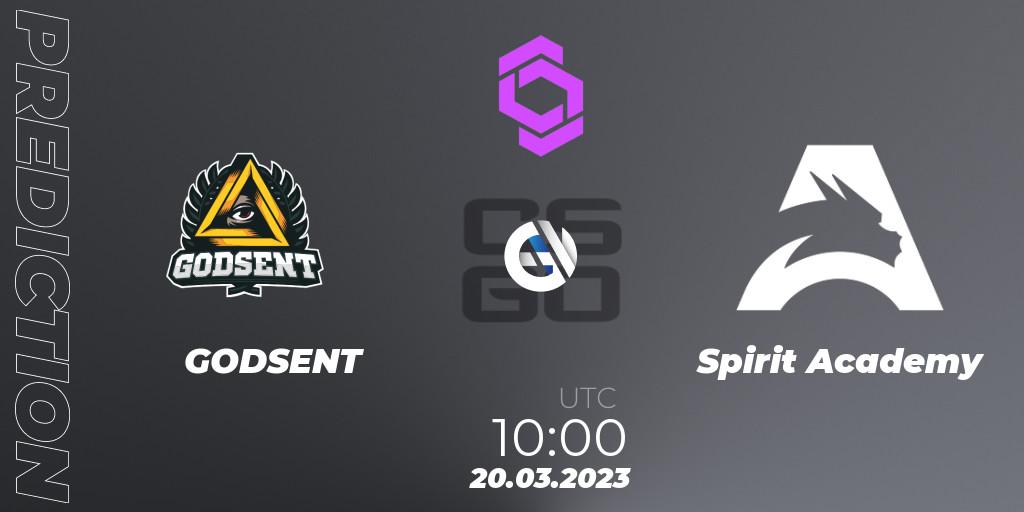 GODSENT vs Spirit Academy: Betting TIp, Match Prediction. 20.03.23. CS2 (CS:GO), CCT West Europe Series #2