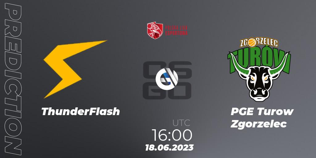 ThunderFlash vs PGE Turow Zgorzelec: Betting TIp, Match Prediction. 18.06.2023 at 16:10. Counter-Strike (CS2), Polish Esports League 2023 Split 2