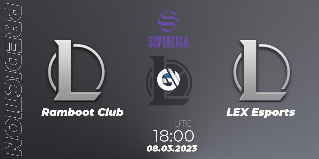 Ramboot Club vs LEX Esports: Betting TIp, Match Prediction. 08.03.2023 at 18:00. LoL, LVP Superliga 2nd Division Spring 2023 - Group Stage