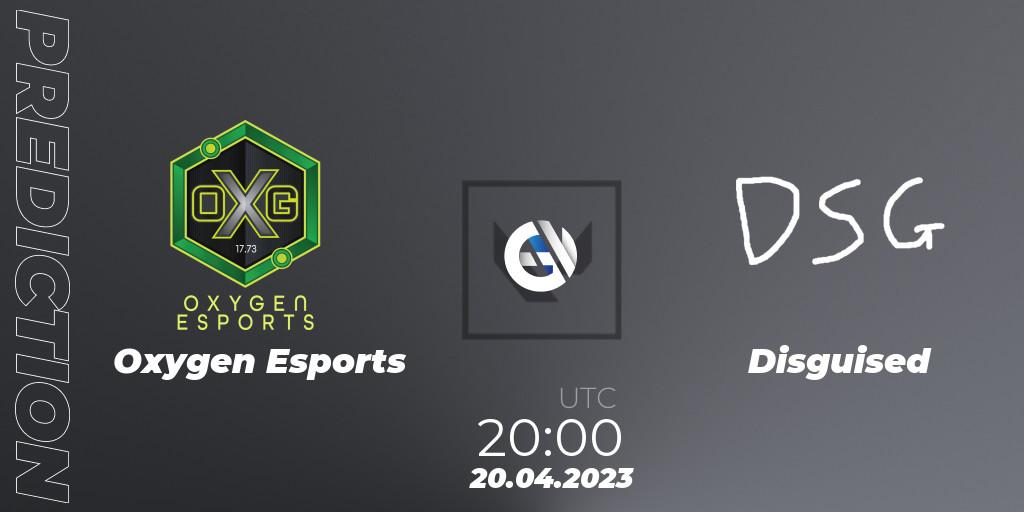 Oxygen Esports vs Disguised: Betting TIp, Match Prediction. 20.04.2023 at 20:00. VALORANT, VCL North America Split 2 2023 Group A