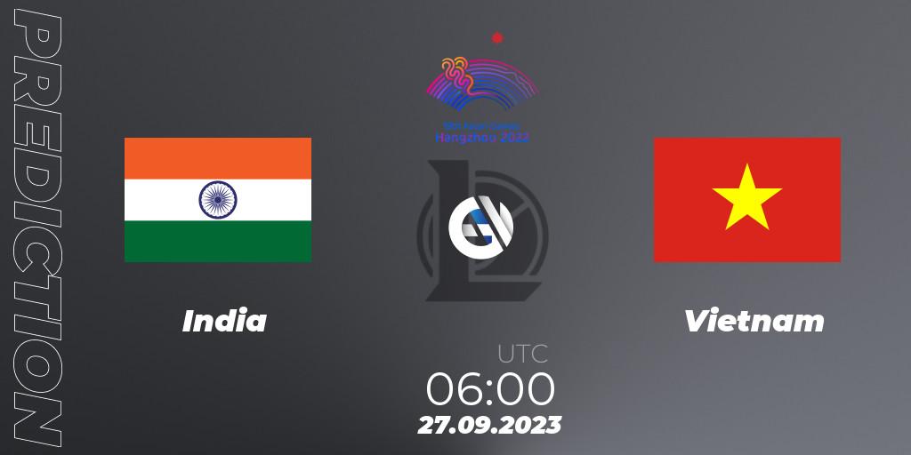 India vs Vietnam: Betting TIp, Match Prediction. 27.09.2023 at 06:00. LoL, 2022 Asian Games