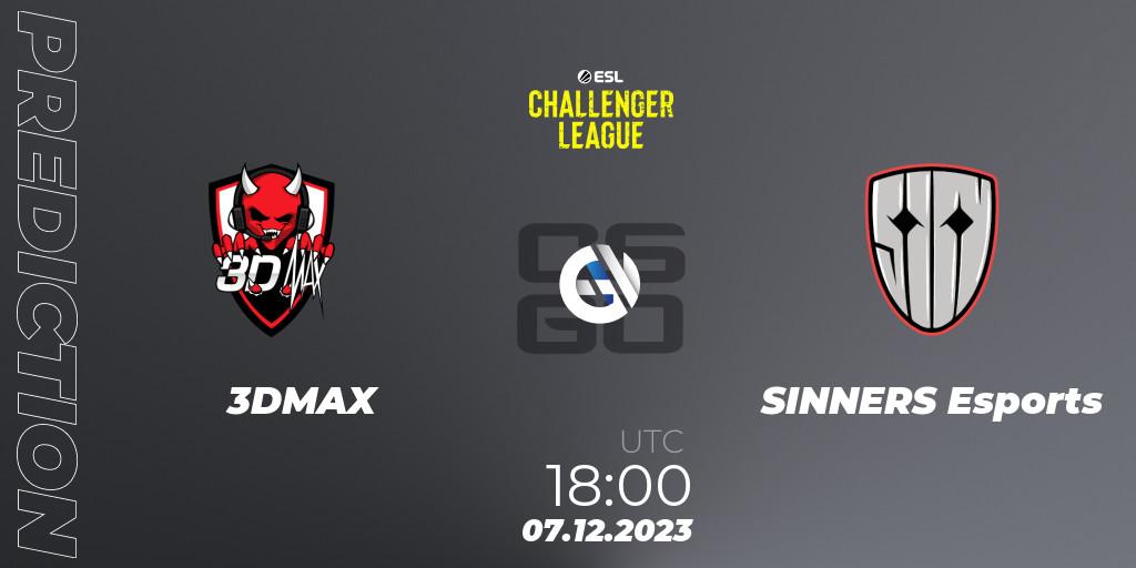3DMAX vs SINNERS Esports: Betting TIp, Match Prediction. 07.12.2023 at 18:00. Counter-Strike (CS2), ESL Challenger League Season 46: Europe