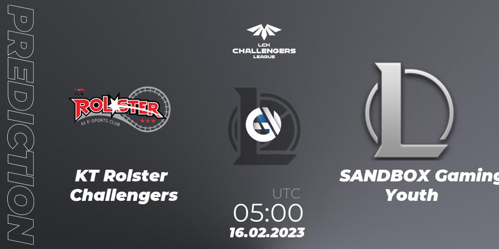 KT Rolster Challengers vs SANDBOX Gaming Youth: Betting TIp, Match Prediction. 16.02.2023 at 05:00. LoL, LCK Challengers League 2023 Spring