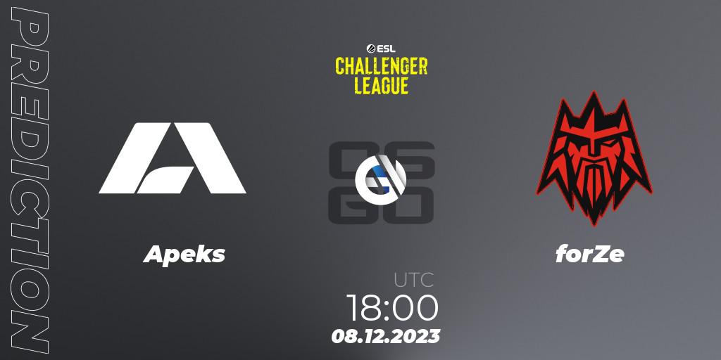 Apeks vs forZe: Betting TIp, Match Prediction. 08.12.23. CS2 (CS:GO), ESL Challenger League Season 46: Europe