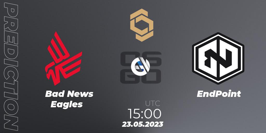 Bad News Eagles vs EndPoint: Betting TIp, Match Prediction. 23.05.2023 at 15:45. Counter-Strike (CS2), CCT South Europe Series #4
