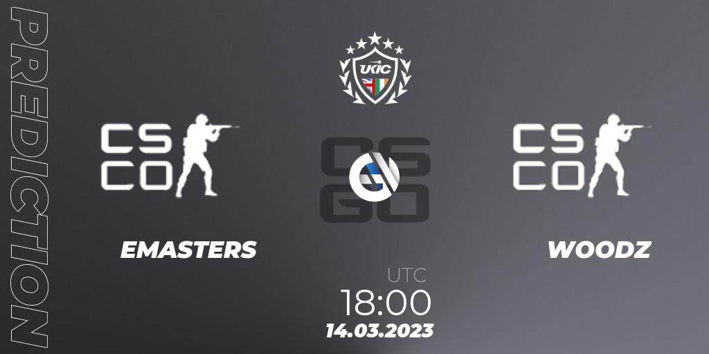 EMASTERS vs WOODZ: Betting TIp, Match Prediction. 14.03.2023 at 18:00. Counter-Strike (CS2), UKIC Invitational Spring 2023: Closed Qualifier