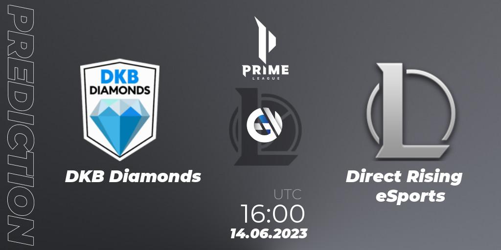 DKB Diamonds vs Direct Rising eSports: Betting TIp, Match Prediction. 14.06.2023 at 16:00. LoL, Prime League 2nd Division Summer 2023