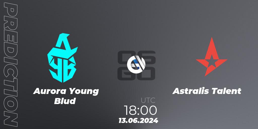 Aurora Young Blud vs Astralis Talent: Betting TIp, Match Prediction. 13.06.2024 at 18:00. Counter-Strike (CS2), CCT Season 2 European Series #6 Play-In