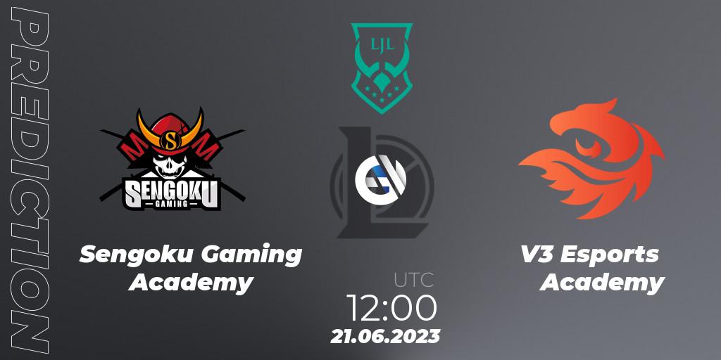 Sengoku Gaming Academy vs V3 Esports Academy: Betting TIp, Match Prediction. 21.06.2023 at 12:00. LoL, LJL Academy 2023 - Group Stage