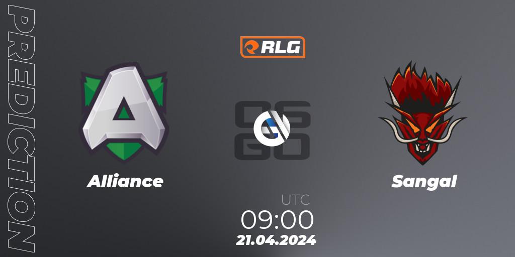 Alliance vs Sangal: Betting TIp, Match Prediction. 21.04.2024 at 09:00. Counter-Strike (CS2), RES European Series #2