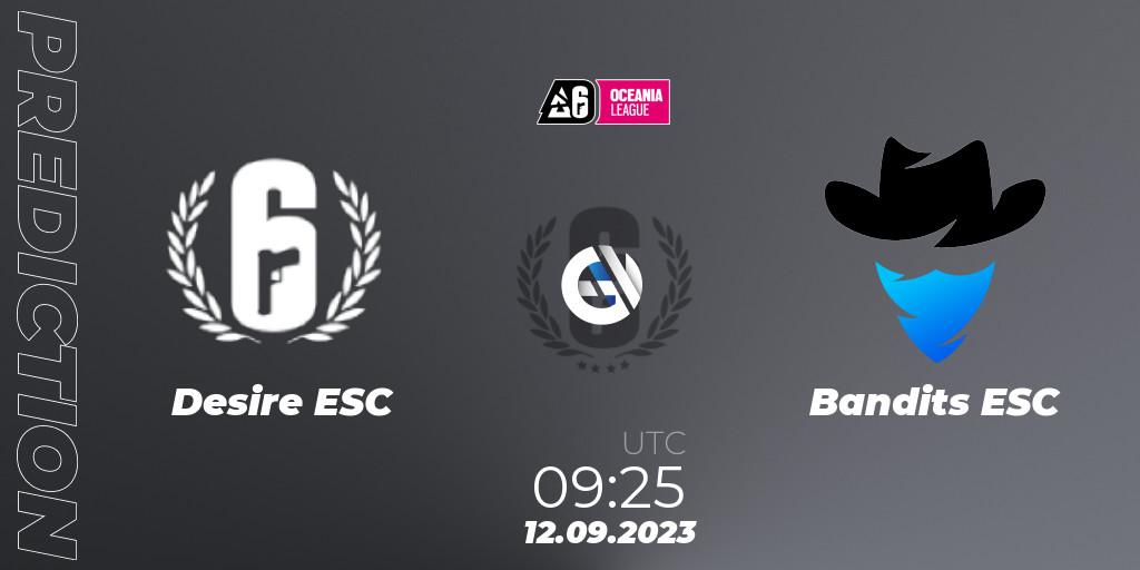 Desire ESC vs Bandits ESC: Betting TIp, Match Prediction. 12.09.2023 at 09:25. Rainbow Six, Oceania League 2023 - Stage 2