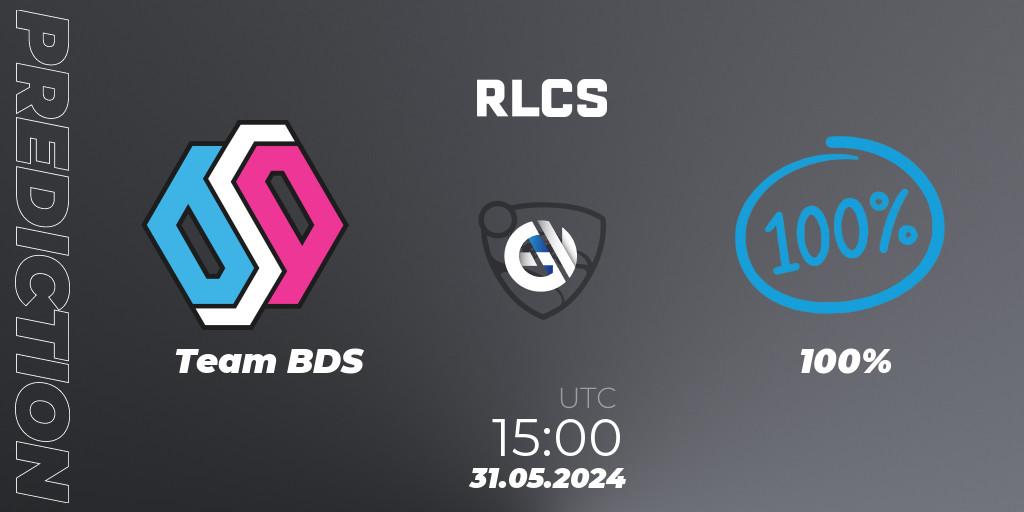 Team BDS vs 100%: Betting TIp, Match Prediction. 31.05.2024 at 15:00. Rocket League, RLCS 2024 - Major 2: EU Open Qualifier 6