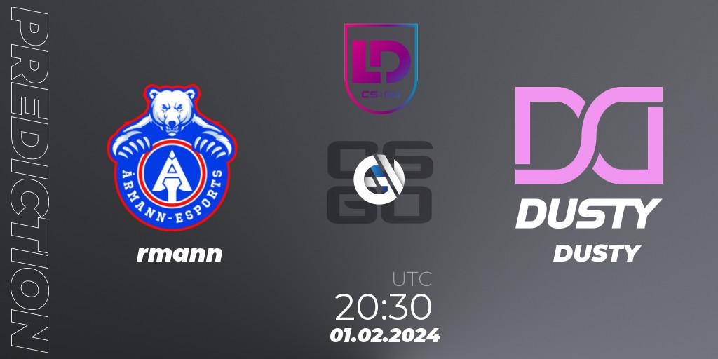 Ármann vs DUSTY: Betting TIp, Match Prediction. 01.02.24. CS2 (CS:GO), Icelandic Esports League Season 8: Regular Season