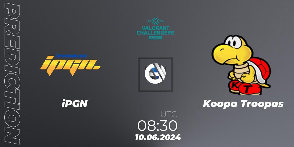 iPGN vs Koopa Troopas: Betting TIp, Match Prediction. 10.06.2024 at 08:30. VALORANT, VALORANT Challengers 2024 Oceania: Split 2
