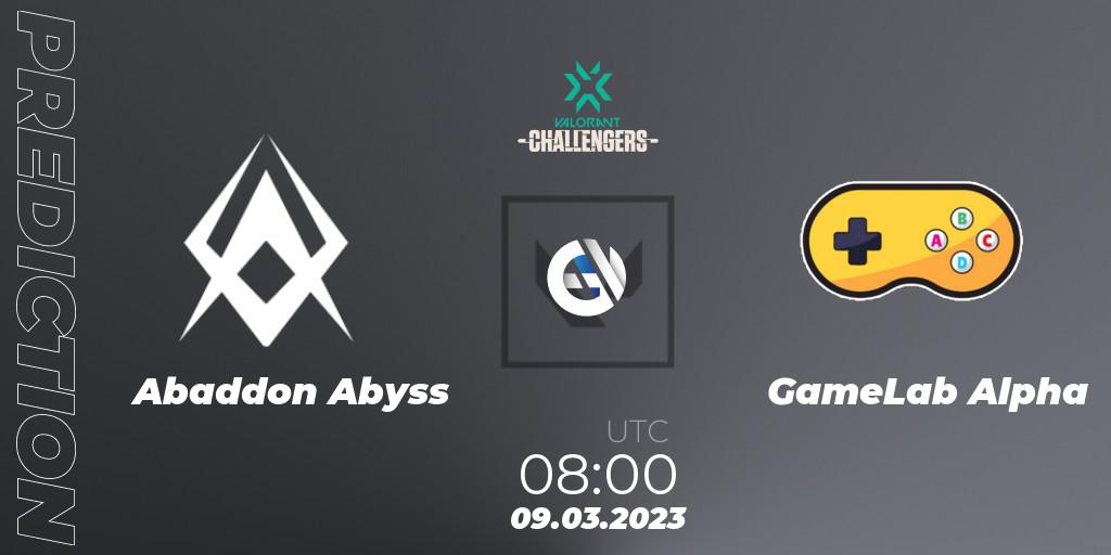 Abaddon Abyss vs GameLab Alpha: Betting TIp, Match Prediction. 09.03.23. VALORANT, VALORANT Challengers 2023: Philippines Split 1