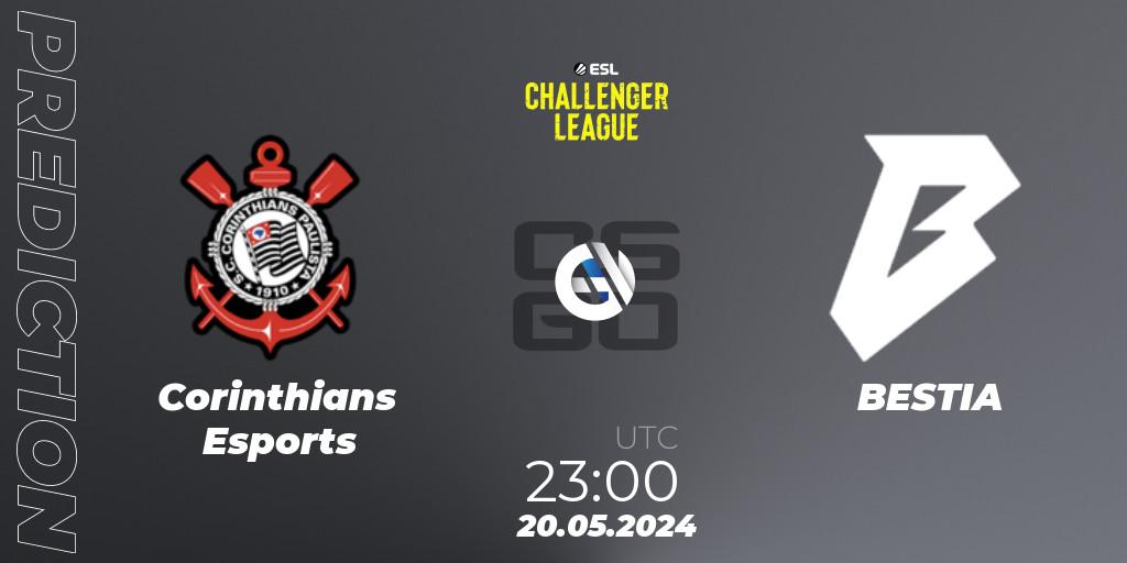 Corinthians Esports vs BESTIA: Betting TIp, Match Prediction. 20.05.2024 at 23:15. Counter-Strike (CS2), ESL Challenger League Season 47: South America